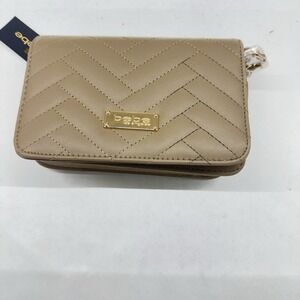 BeBe Los Angeles‎ Sophia Crossbody Small Taupe Quilted Bag Purse Chain Strap NEW